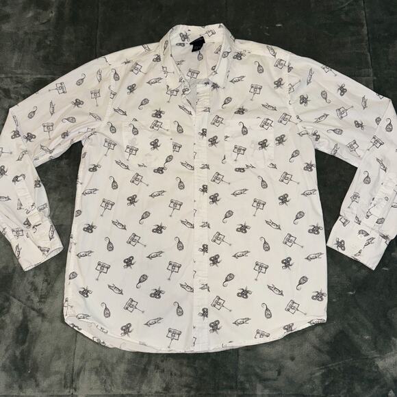Hot Topic Fantastic Beasts Newt Scamander Woven Shirt Mens Large White Button-Up - Picture 1 of 8